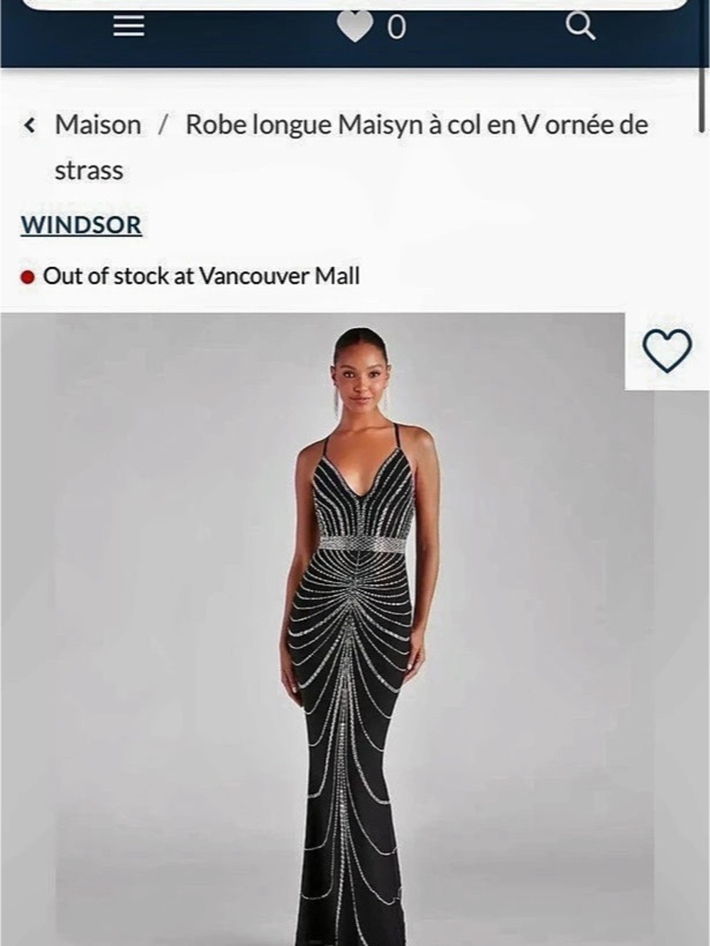 Windsor Maisyn Formal Rhinestone V-Neck Long Dress Maxi Dress Black & Silver